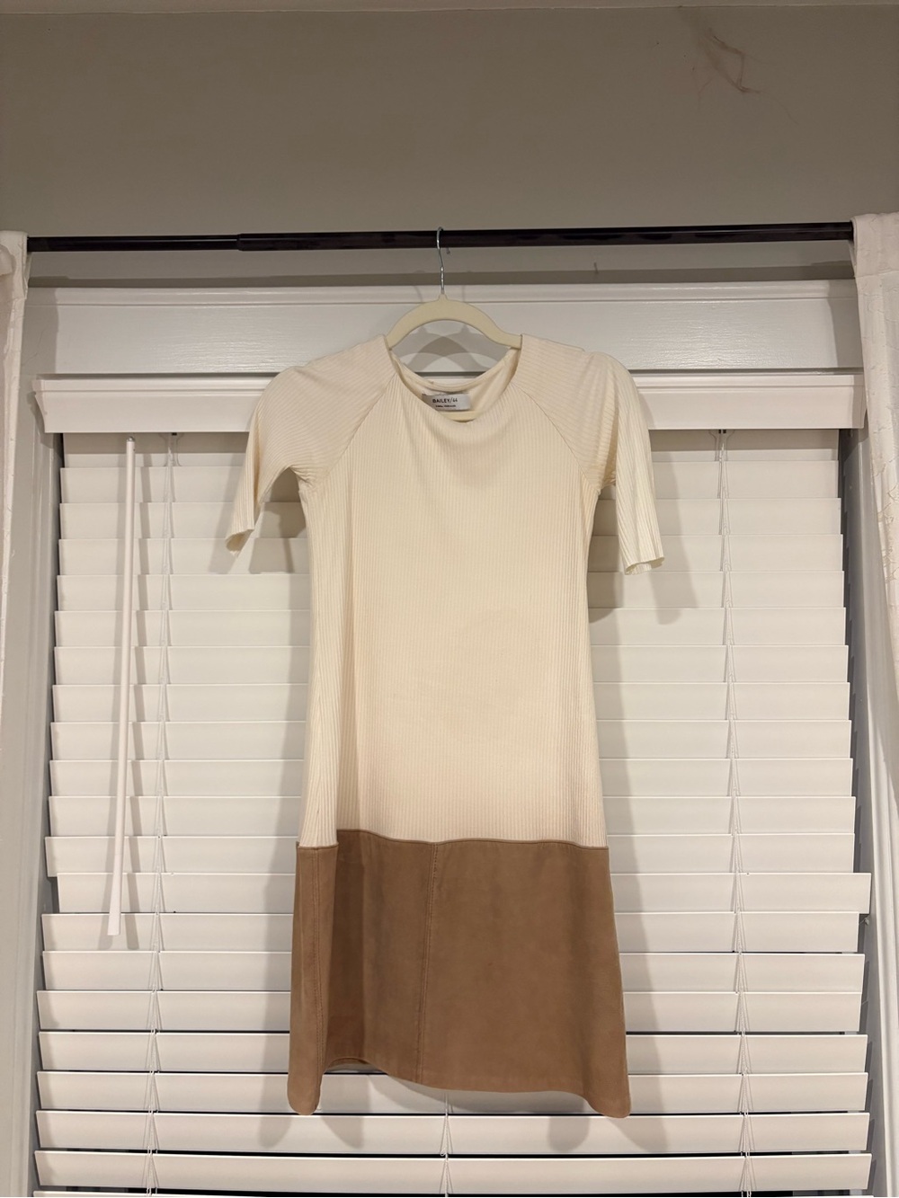 Bailey 44 Cream and Tan Two-Tone Midi Dress